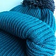 The hat is double knitted Navy with grey pompon. Caps. Svetlana Dementieva. Online shopping on My Livemaster.  Фото №2