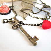 Украшения handmade. Livemaster - original item Pendant Key to Wonderland Alice in Wonderland Rabbit rose Boho. Handmade.