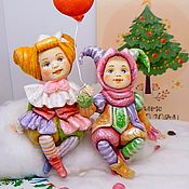 Сувениры и подарки handmade. Livemaster - original item Christmas toys: a couple of jokes made of cotton wool. Handmade.