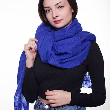 Палантины ручной работы. Ярмарка Мастеров - ручная работа Синий палантин. Handmade.
