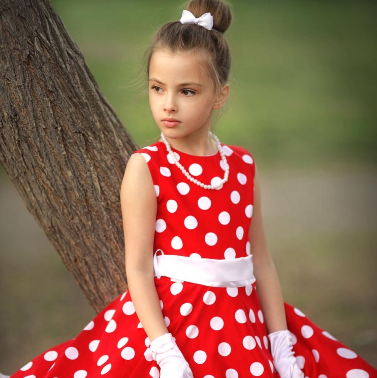Платье красное в горошек для девочки