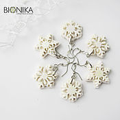 Украшения handmade. Livemaster - original item Polymer Clay Snowflake Earrings Shiny Snowflake Winter Earrings. Handmade.