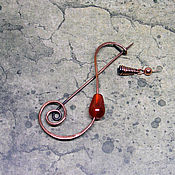 Украшения handmade. Livemaster - original item Brooch-pin copper with red agate Antistress. Handmade.