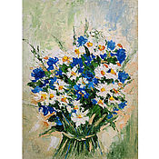 Картины и панно handmade. Livemaster - original item Painting Bouquet of flowers forget-me-nots daisies wildflowers oil. Handmade.