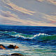 Seascape. Wave and sky before sunset
