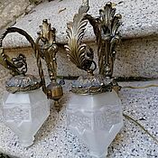 Винтаж handmade. Livemaster - original item Vintage sconces:Paired sconces, bronze cast glass. Italy. Handmade.