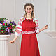Dress linen Russian folk viburnum red, Folk dresses, Omsk,  Фото №1