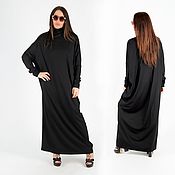 Одежда handmade. Livemaster - original item High-necked black oversize dress-DR0138PM. Handmade.