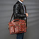 Business leather bag 'Diego' (red antique). Classic Bag. Russian leather Guild. My Livemaster. Фото №5