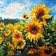 Oil painting on stretched canvas Sunflower landscape with flowers, Pictures, Petrozavodsk,  Фото №1