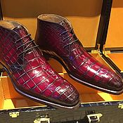 Обувь ручной работы handmade. Livemaster - original item Desert boots from crocodile skin, in Burgundy color, handmade to order!. Handmade.