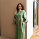 Order Linen floor-length green dress with Feather embroidery. natali. Livemaster. . Dresses Фото №3