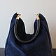  Dark Blue Suede Hobo Bag. Crossbody bag. Olga'SLuxuryCreation. My Livemaster. Фото №5