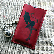 Сумки и аксессуары handmade. Livemaster - original item Leather phone case with a Devil pattern. Handmade.