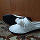 Knitted Slippers-flip-flops on the sole ( white wool blend ), Slippers, Vyazniki,  Фото №1