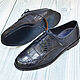 Men's derby, made of genuine crocodile leather, in dark blue color. Derby. SHOES&BAGS. My Livemaster. Фото №6