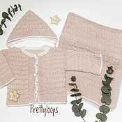 Работы для детей, handmade. Livemaster - original item Children`s knitted set for babies 0-3 months. Handmade.