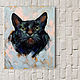 Картина маслом Черный кот Портрет животных. Картины. Картины от Светланы. Ярмарка Мастеров.  Фото №6