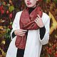 Scarf silk red brown eco print, Scarves, Moscow,  Фото №1