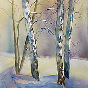 Картины и панно handmade. Livemaster - original item Painting with watercolors. Winter twilight.. Handmade.