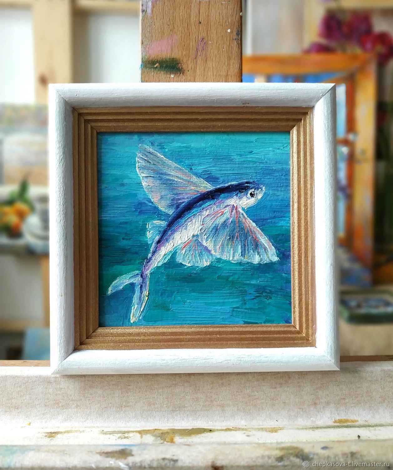 Летучая рыбка. Миниатюра маслом, Картины, Москва,  Фото №1