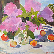 Картины и панно ручной работы. Ярмарка Мастеров - ручная работа Picture. Lilac and nectarines. Handmade.