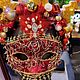 Маска из бархата со стразами Fiore Rosso красная, Маски интерьерные, Москва,  Фото №1