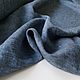 Лен костюмный Синий меланж с эффектом мятости 100%. Ткани. Linum Textile. Интернет-магазин Ярмарка Мастеров.  Фото №2