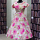 Retro dress in the style of the 50s 'Pink roses Oh-Oh-Oh!', Dresses, Moscow,  Фото №1