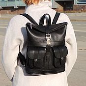 Сумки и аксессуары handmade. Livemaster - original item Backpack female leather black Marina Mod R32-111. Handmade.