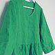 Green boho blouse made of 100% linen, Blouses, Tomsk,  Фото №1