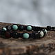 Order Men's Adjustable bracelet with Natural turquoise, shungite. Jewerly for Happiness. Livemaster. . Braided bracelet Фото №3