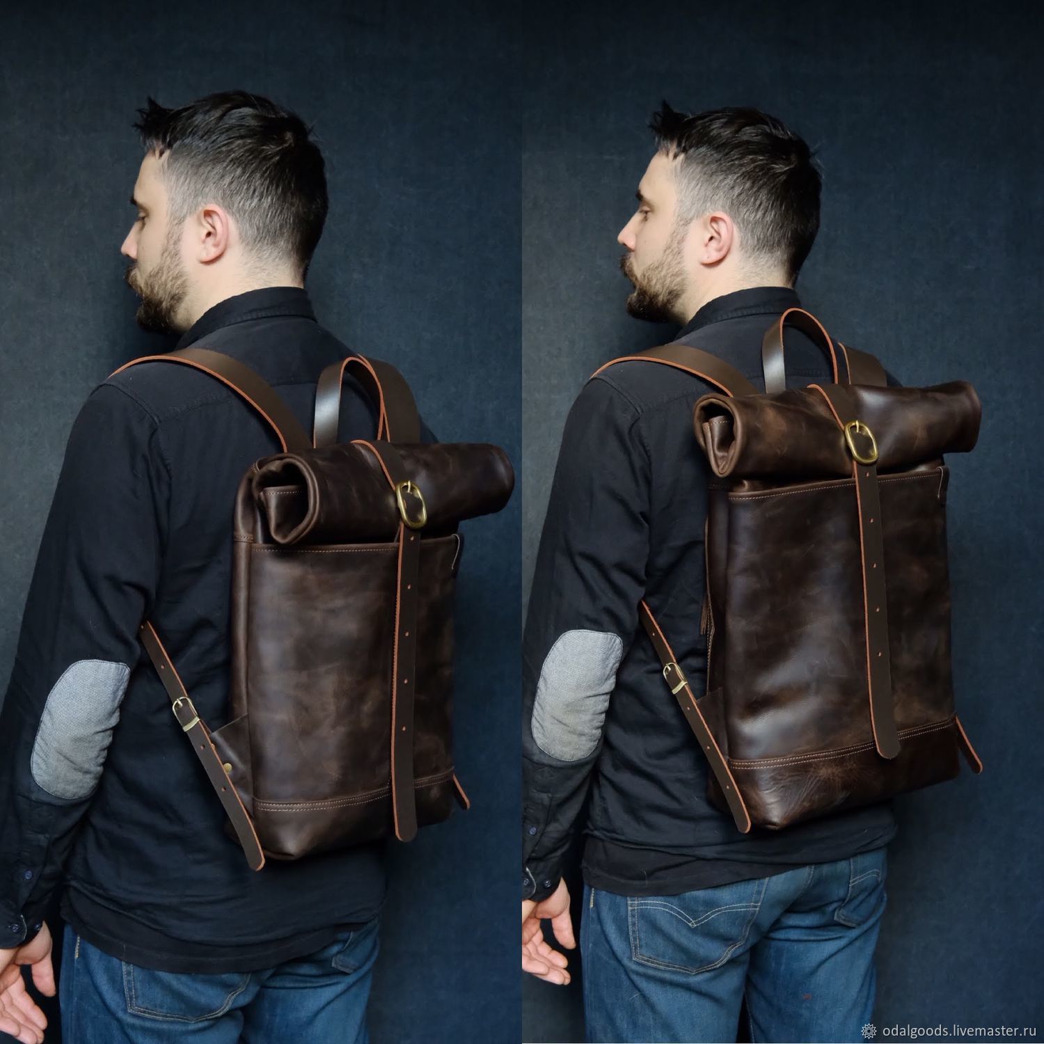 Кожаный мужской рюкзак ROLLTOP (виски) роллоп размер L в интернет ...