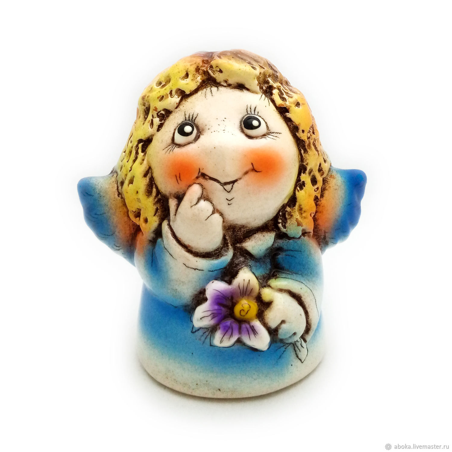 Ceramic figurine ' Angel with a flower', Easter souvenirs, Balashikha,  Фото №1