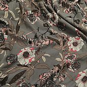 Материалы для творчества handmade. Livemaster - original item Fabric: Plait crepe Flowers on gray. Handmade.