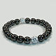 Men's bracelet made of hematite and cacholong 'Museum of magic», Bead bracelet, Moscow,  Фото №1