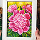 Painting Pink Peony 15 X 21 cm. In the frame Flowers Oil Hardboard. Pictures. matryoshka (azaart). My Livemaster. Фото №6