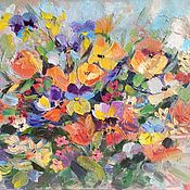 Картины и панно handmade. Livemaster - original item Painting flowers abstraction Pansies in oil. Handmade.