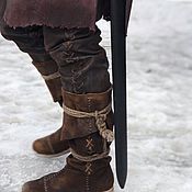 Stylized shoes: Aragorn Knee-high Leather Boots with Ties