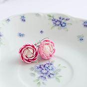 Handmade Coffee Rose and Pearl Earrings