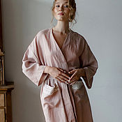 Одежда handmade. Livemaster - original item Linen dressing gown Darling long powder color. Handmade.