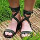 Order Greek Sandals genuine suede and leather Khaki. Katorina Rukodelnica HandMadeButik. Livemaster. . Sandals Фото №3