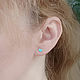 Turquoise Heart EARRINGS. Small Stud Earrings, Stud earrings, Moscow,  Фото №1