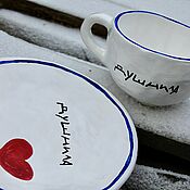 Посуда handmade. Livemaster - original item A set of Dishes A mug and a Plate of Stuffers as a gift for the New Year Christmas. Handmade.