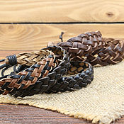 Украшения handmade. Livemaster - original item Leather braided bracelet 