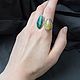 Double ring with malachite and polychrome tourmaline, Rings, Nizhnij Tagil,  Фото №1