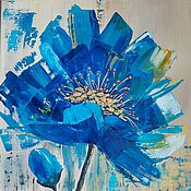Картины и панно handmade. Livemaster - original item Interior painting Blue flower 50h50 cm. Handmade.