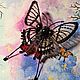 Вышитая брошь Бабочка с обсидианом и шпинелью, Брошь-булавка, Симферополь,  Фото №1