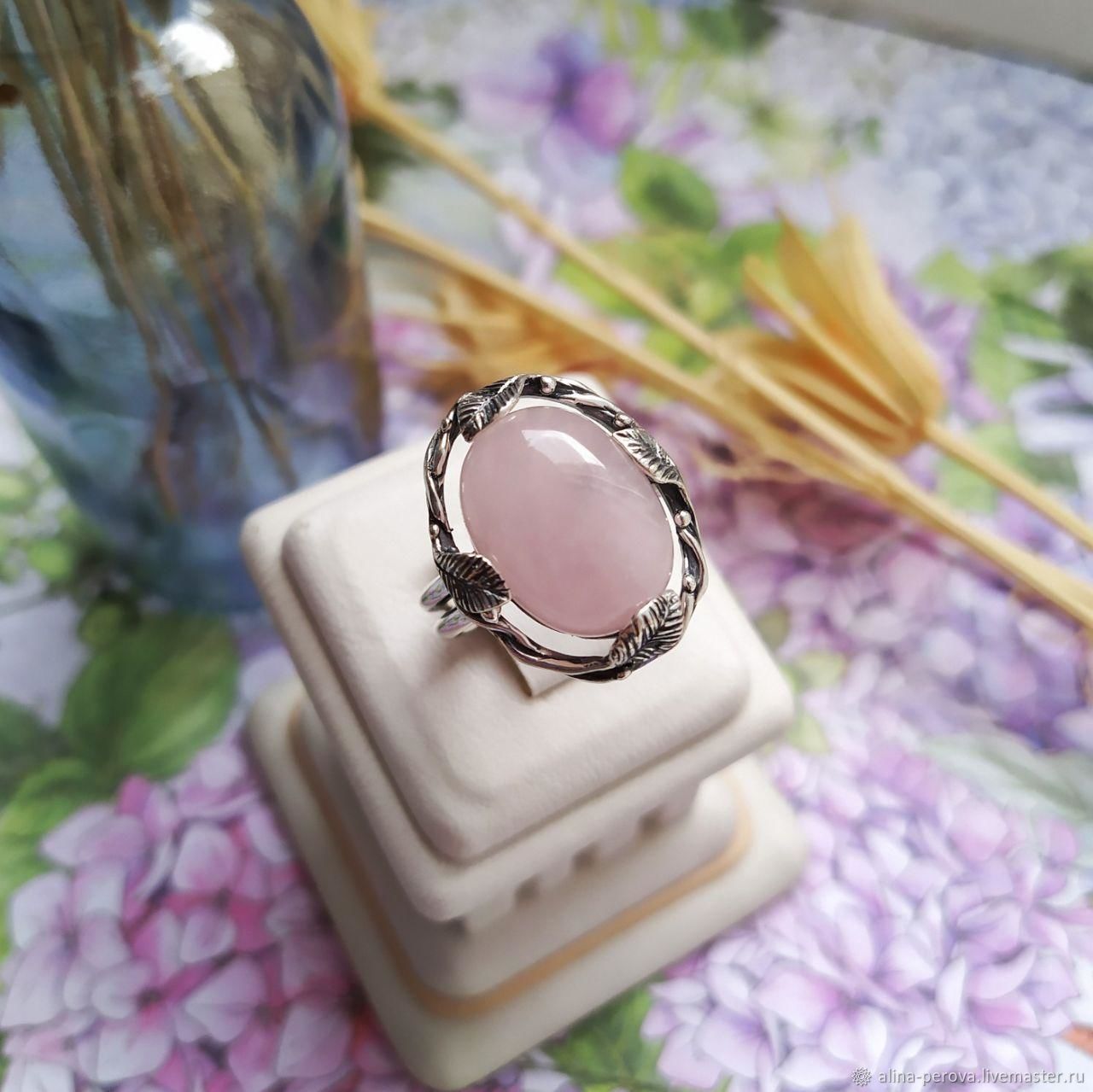 Женское кольцо "Март" серебро 925 пробы, розовый кварц в интернет ...