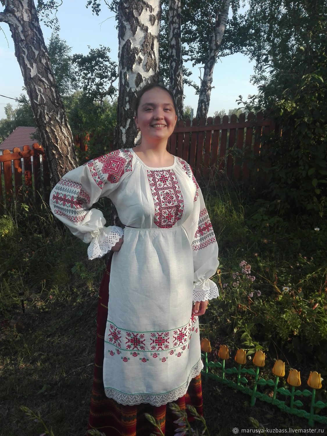 Рубаха женская с вышивкой. Традиционный орнамент, Народные рубахи, Кемерово,  Фото №1